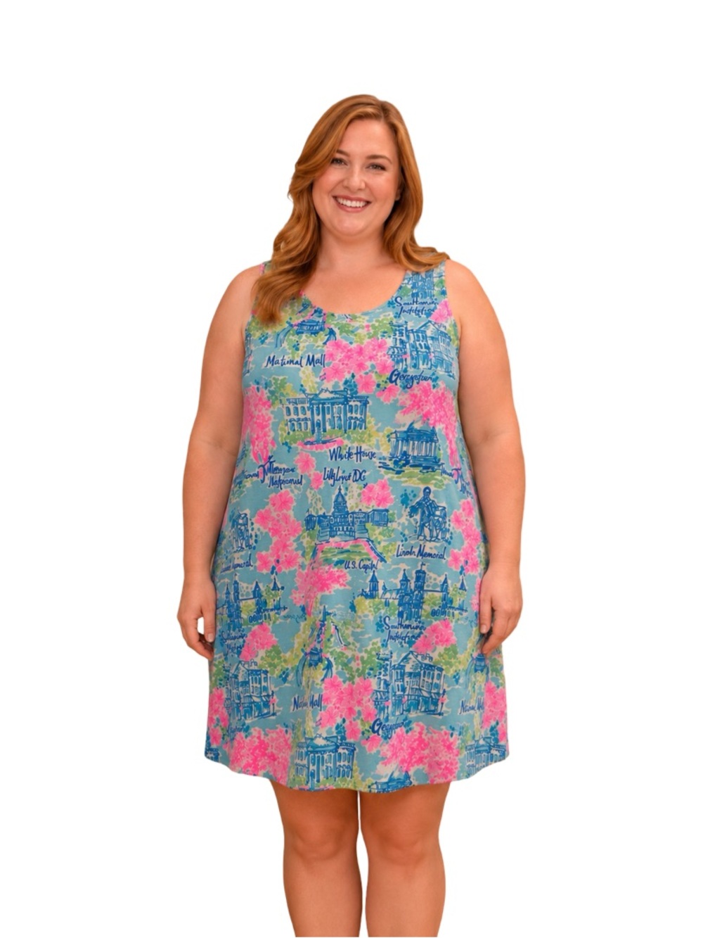 Lilly Pulitzer Blue & Pink Scenic Tank Mini Dress
